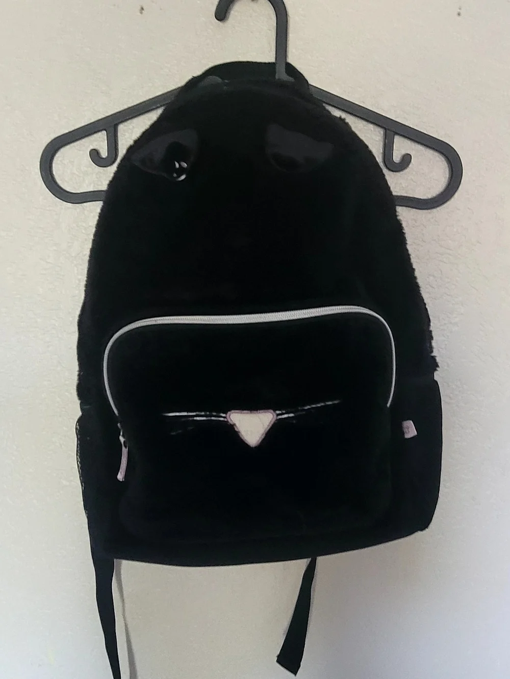 Black Fuzzy Heart Accent Backpack